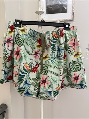 Women’s Tropical Print Shorts Skort - Mint Green